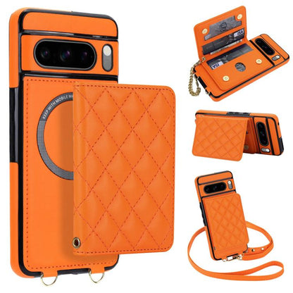 Rhombic Card Bag Magnetic Phone Case with Crossbody & Wrist Strap, For Google Pixel 10a, For Google Pixel 10 Pro XL / 9 Pro XL, For Google Pixel 10 / 10 Pro / 9 / 9 Pro, For Google Pixel 9a, For Google Pixel 8a, For Google Pixel 8 Pro, For Google Pixel 8