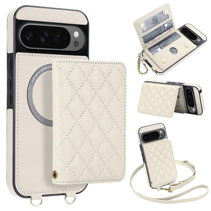 Rhombic Card Bag Magnetic Phone Case with Crossbody & Wrist Strap, For Google Pixel 10a, For Google Pixel 10 Pro XL / 9 Pro XL, For Google Pixel 10 / 10 Pro / 9 / 9 Pro, For Google Pixel 9a, For Google Pixel 8a, For Google Pixel 8 Pro, For Google Pixel 8