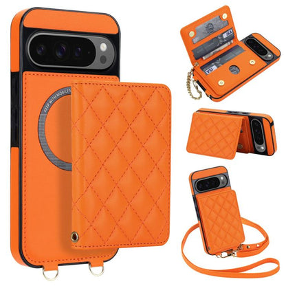 Rhombic Card Bag Magnetic Phone Case with Crossbody & Wrist Strap, For Google Pixel 10a, For Google Pixel 10 Pro XL / 9 Pro XL, For Google Pixel 10 / 10 Pro / 9 / 9 Pro, For Google Pixel 9a, For Google Pixel 8a, For Google Pixel 8 Pro, For Google Pixel 8