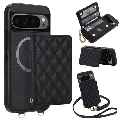 Rhombic Card Bag Magnetic Phone Case with Crossbody & Wrist Strap, For Google Pixel 10a, For Google Pixel 10 Pro XL / 9 Pro XL, For Google Pixel 10 / 10 Pro / 9 / 9 Pro, For Google Pixel 9a, For Google Pixel 8a, For Google Pixel 8 Pro, For Google Pixel 8