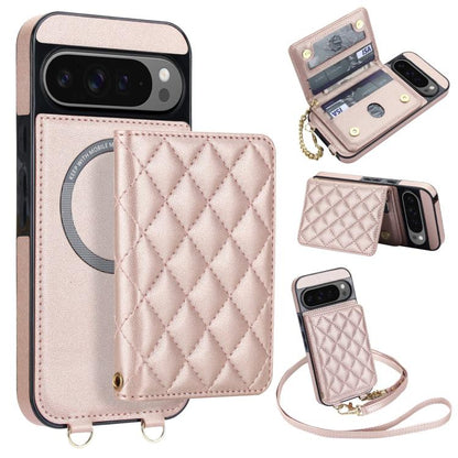 Rhombic Card Bag Magnetic Phone Case with Crossbody & Wrist Strap, For Google Pixel 10a, For Google Pixel 10 Pro XL / 9 Pro XL, For Google Pixel 10 / 10 Pro / 9 / 9 Pro, For Google Pixel 9a, For Google Pixel 8a, For Google Pixel 8 Pro, For Google Pixel 8