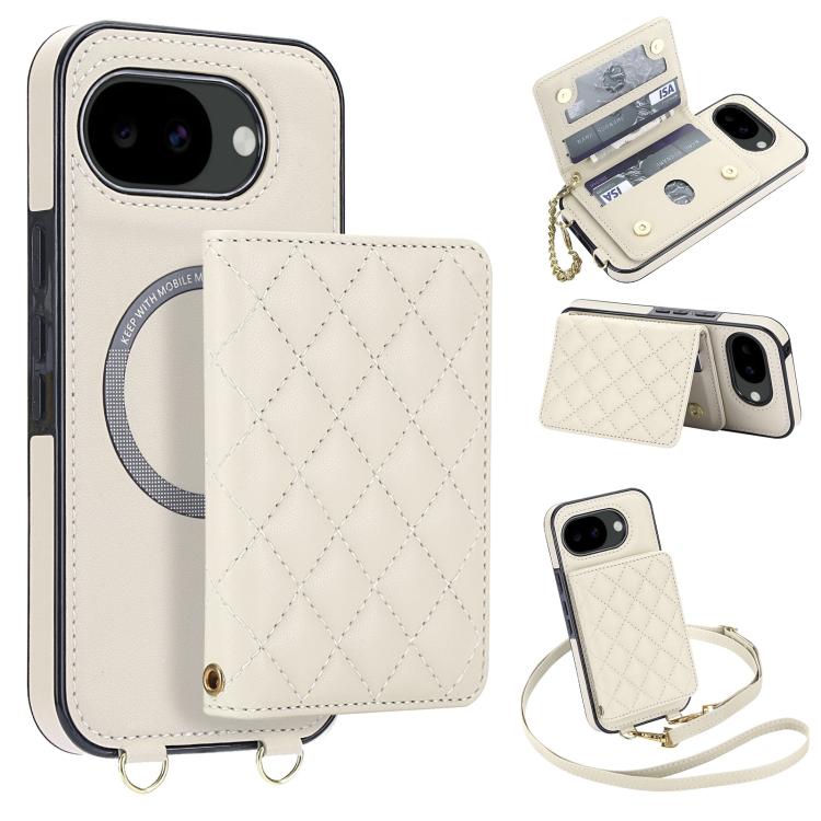 Rhombic Card Bag Magnetic Phone Case with Crossbody & Wrist Strap, For Google Pixel 10a, For Google Pixel 10 Pro XL / 9 Pro XL, For Google Pixel 10 / 10 Pro / 9 / 9 Pro, For Google Pixel 9a, For Google Pixel 8a, For Google Pixel 8 Pro, For Google Pixel 8