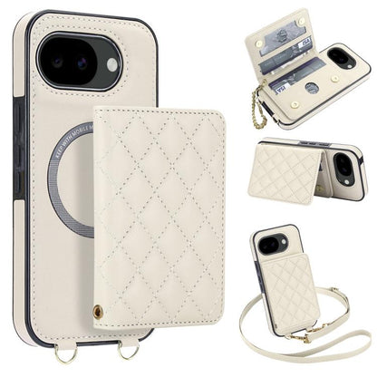 Rhombic Card Bag Magnetic Phone Case with Crossbody & Wrist Strap, For Google Pixel 10a, For Google Pixel 10 Pro XL / 9 Pro XL, For Google Pixel 10 / 10 Pro / 9 / 9 Pro, For Google Pixel 9a, For Google Pixel 8a, For Google Pixel 8 Pro, For Google Pixel 8