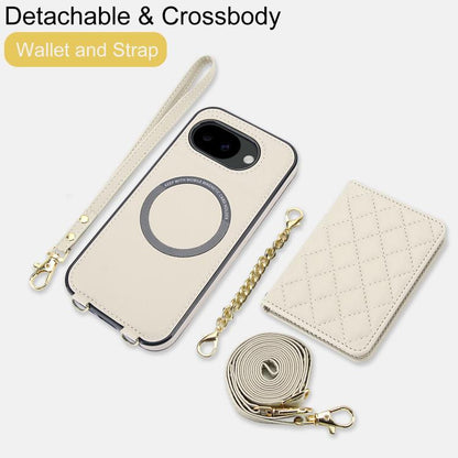 Rhombic Card Bag Magnetic Phone Case with Crossbody & Wrist Strap, For Google Pixel 10a, For Google Pixel 10 Pro XL / 9 Pro XL, For Google Pixel 10 / 10 Pro / 9 / 9 Pro, For Google Pixel 9a, For Google Pixel 8a, For Google Pixel 8 Pro, For Google Pixel 8