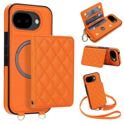 Rhombic Card Bag Magnetic Phone Case with Crossbody & Wrist Strap, For Google Pixel 10a, For Google Pixel 10 Pro XL / 9 Pro XL, For Google Pixel 10 / 10 Pro / 9 / 9 Pro, For Google Pixel 9a, For Google Pixel 8a, For Google Pixel 8 Pro, For Google Pixel 8