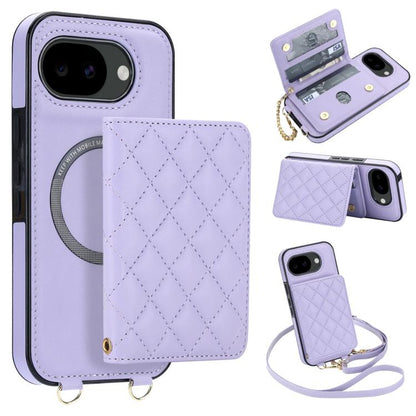 Rhombic Card Bag Magnetic Phone Case with Crossbody & Wrist Strap, For Google Pixel 10a, For Google Pixel 10 Pro XL / 9 Pro XL, For Google Pixel 10 / 10 Pro / 9 / 9 Pro, For Google Pixel 9a, For Google Pixel 8a, For Google Pixel 8 Pro, For Google Pixel 8