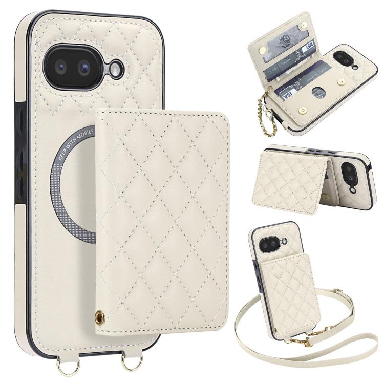 Rhombic Card Bag Magnetic Phone Case with Crossbody & Wrist Strap, For Google Pixel 10a, For Google Pixel 10 Pro XL / 9 Pro XL, For Google Pixel 10 / 10 Pro / 9 / 9 Pro, For Google Pixel 9a, For Google Pixel 8a, For Google Pixel 8 Pro, For Google Pixel 8