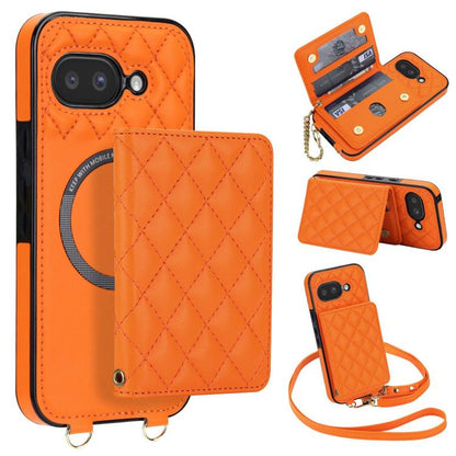 Rhombic Card Bag Magnetic Phone Case with Crossbody & Wrist Strap, For Google Pixel 10a, For Google Pixel 10 Pro XL / 9 Pro XL, For Google Pixel 10 / 10 Pro / 9 / 9 Pro, For Google Pixel 9a, For Google Pixel 8a, For Google Pixel 8 Pro, For Google Pixel 8