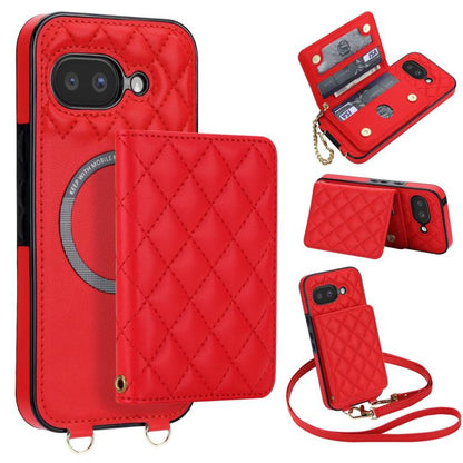 Rhombic Card Bag Magnetic Phone Case with Crossbody & Wrist Strap, For Google Pixel 10a, For Google Pixel 10 Pro XL / 9 Pro XL, For Google Pixel 10 / 10 Pro / 9 / 9 Pro, For Google Pixel 9a, For Google Pixel 8a, For Google Pixel 8 Pro, For Google Pixel 8