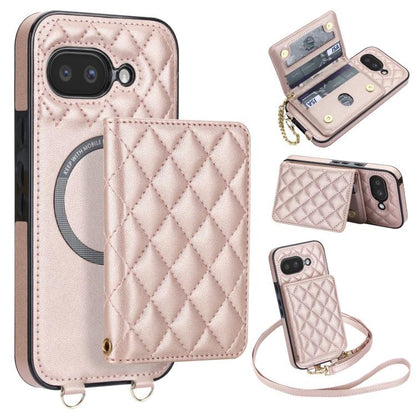 Rhombic Card Bag Magnetic Phone Case with Crossbody & Wrist Strap, For Google Pixel 10a, For Google Pixel 10 Pro XL / 9 Pro XL, For Google Pixel 10 / 10 Pro / 9 / 9 Pro, For Google Pixel 9a, For Google Pixel 8a, For Google Pixel 8 Pro, For Google Pixel 8