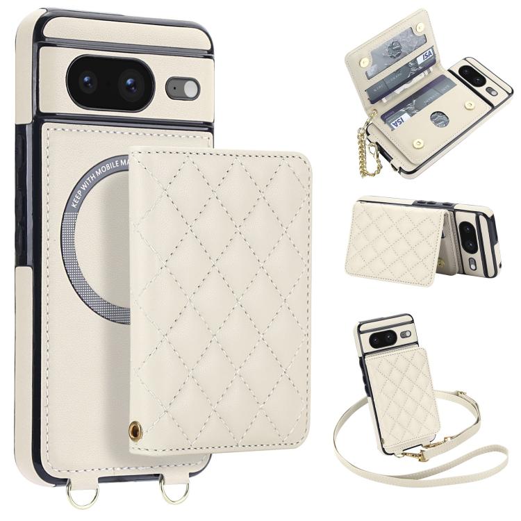 Rhombic Card Bag Magnetic Phone Case with Crossbody & Wrist Strap, For Google Pixel 10a, For Google Pixel 10 Pro XL / 9 Pro XL, For Google Pixel 10 / 10 Pro / 9 / 9 Pro, For Google Pixel 9a, For Google Pixel 8a, For Google Pixel 8 Pro, For Google Pixel 8