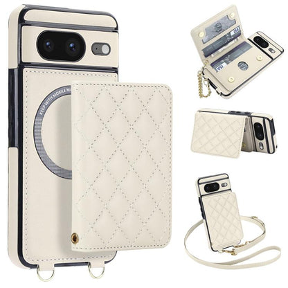 Rhombic Card Bag Magnetic Phone Case with Crossbody & Wrist Strap, For Google Pixel 10a, For Google Pixel 10 Pro XL / 9 Pro XL, For Google Pixel 10 / 10 Pro / 9 / 9 Pro, For Google Pixel 9a, For Google Pixel 8a, For Google Pixel 8 Pro, For Google Pixel 8
