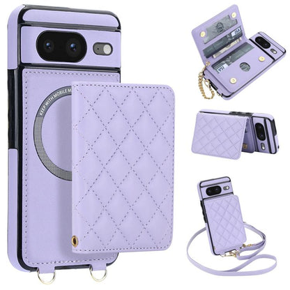 Rhombic Card Bag Magnetic Phone Case with Crossbody & Wrist Strap, For Google Pixel 10a, For Google Pixel 10 Pro XL / 9 Pro XL, For Google Pixel 10 / 10 Pro / 9 / 9 Pro, For Google Pixel 9a, For Google Pixel 8a, For Google Pixel 8 Pro, For Google Pixel 8