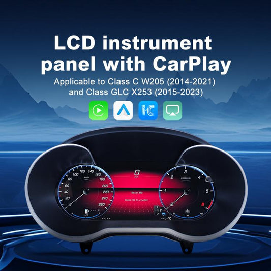 Car HD LCD Multi-Mode Digital Odometer Speedometer with CarPlay, For Mercedes-Benz W205 2014–2021
