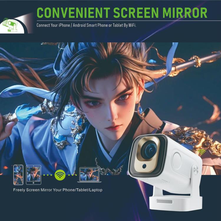 HY260 Pro 4K 1080P Portable Dual-Band WiFi Wireless Screen Mirroring HD Projector, EU Plug, US Plug, UK Plug, AU Plug