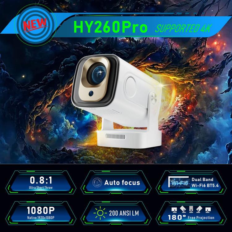 HY260 Pro 4K 1080P Portable Dual-Band WiFi Wireless Screen Mirroring HD Projector, EU Plug, US Plug, UK Plug, AU Plug