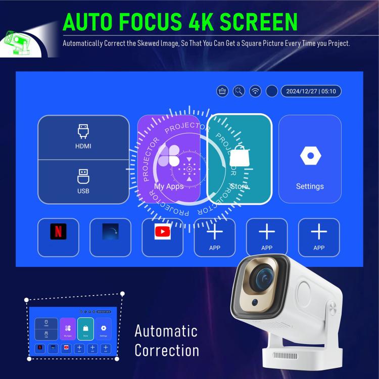 HY260 Pro 4K 1080P Portable Dual-Band WiFi Wireless Screen Mirroring HD Projector, EU Plug, US Plug, UK Plug, AU Plug