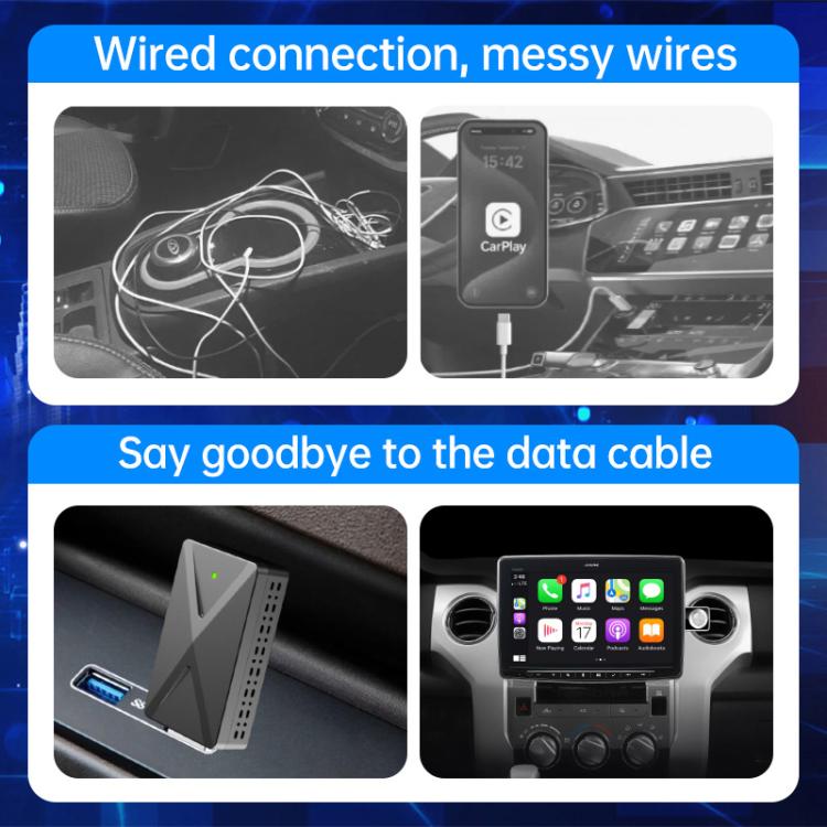 2 in 1 Car mini Smart Box Wired to Wireless 5.8GHz+2.4GHz Android Auto CarPlay Adapter, ZYD-TAB0F