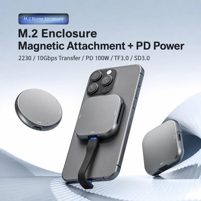 M.2 2230 NVMe SSD Magnetic Portable Hard Drive Enclosure, Card Reader No PD, Round PD100W, Square PD100W