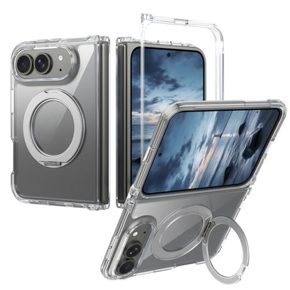 Scratch-proof Transparent Rotating Holder Magnetic Phone Case, For iPhone Fold