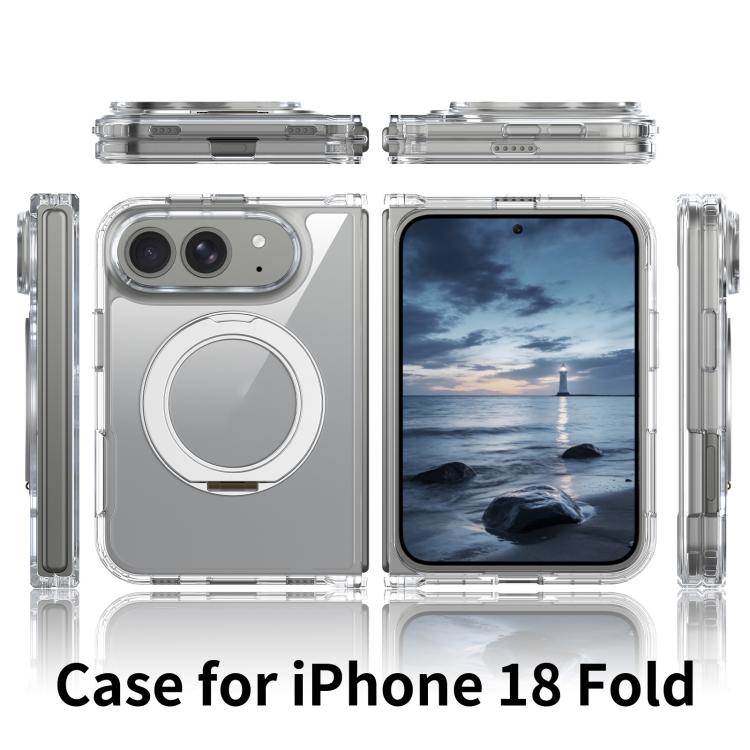 Scratch-proof Transparent Rotating Holder Magnetic Phone Case, For iPhone Fold