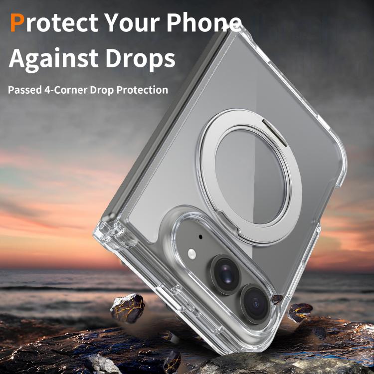 Scratch-proof Transparent Rotating Holder Magnetic Phone Case, For iPhone Fold