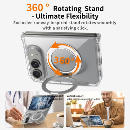 Scratch-proof Transparent Rotating Holder Magnetic Phone Case, For iPhone Fold