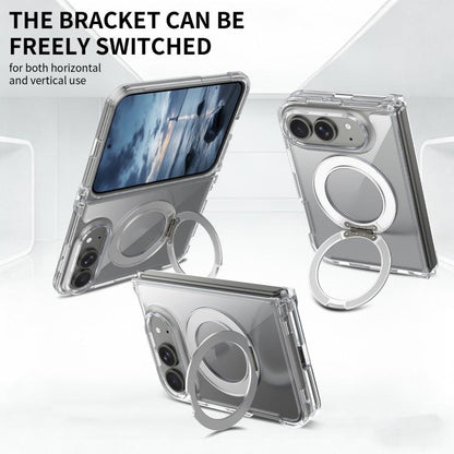 Scratch-proof Transparent Rotating Holder Magnetic Phone Case, For iPhone Fold