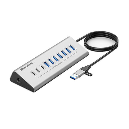 Blueendless Type-C / USB-C 2 in 1 Multifunctional HUB Docking Station EU Plug, 7 Ports Hub, 10 Ports Hub