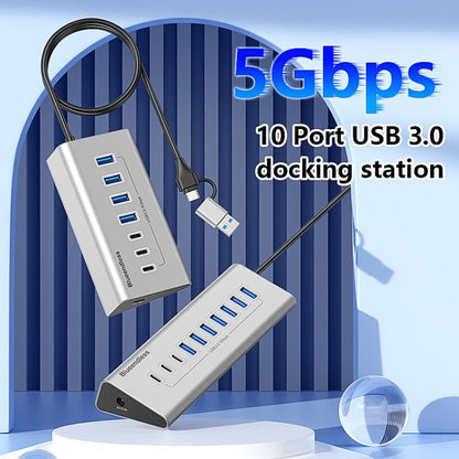 Blueendless Type-C / USB-C 2 in 1 Multifunctional HUB Docking Station AU Plug, 7 Ports Hub, 10 Ports Hub