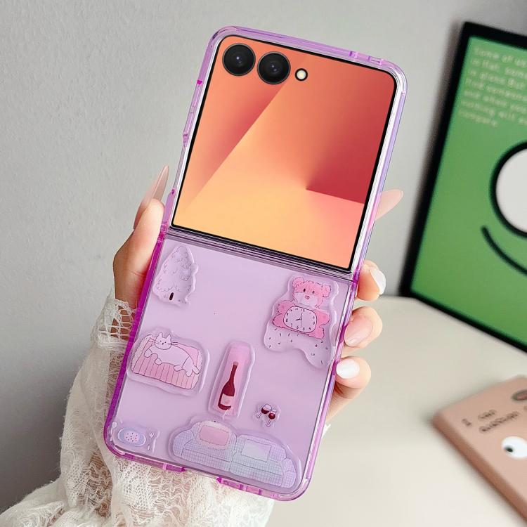 Clear TPU Cartoon Animal Phone Case, For Galaxy Z Flip8 5G, For Galaxy Z Flip7 5G