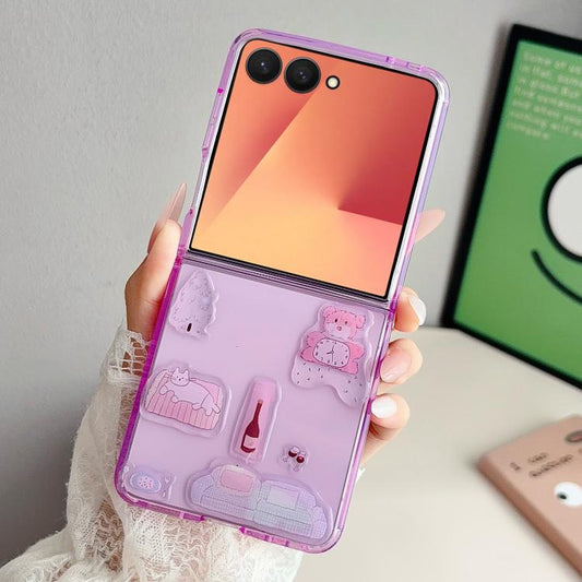 Clear TPU Cartoon Animal Phone Case, For Galaxy Z Flip8 5G, For Galaxy Z Flip7 5G