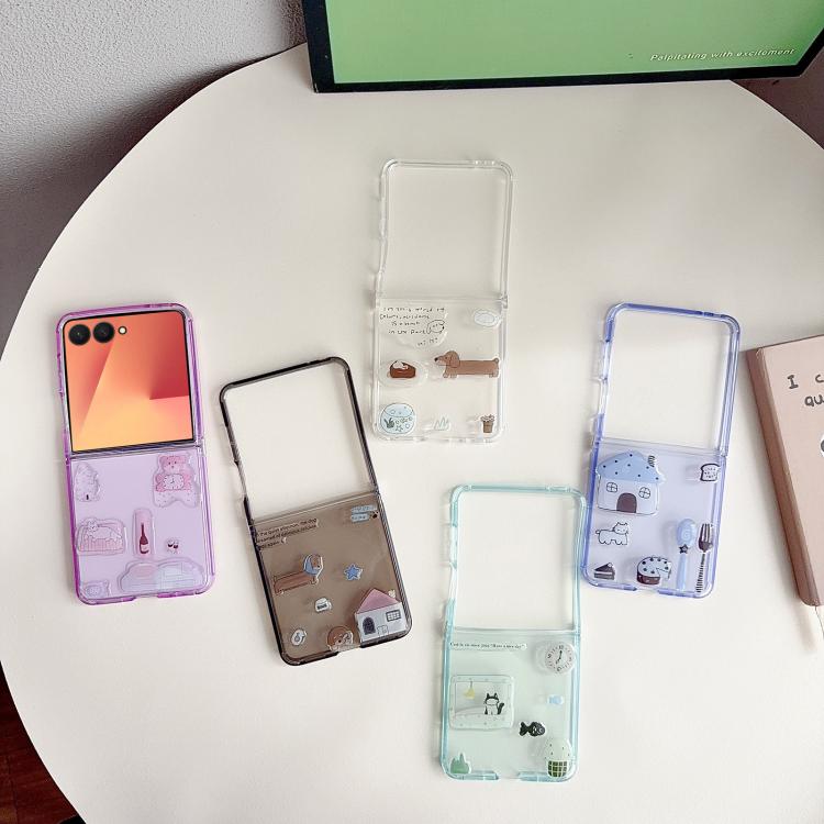 Clear TPU Cartoon Animal Phone Case, For Galaxy Z Flip8 5G, For Galaxy Z Flip7 5G