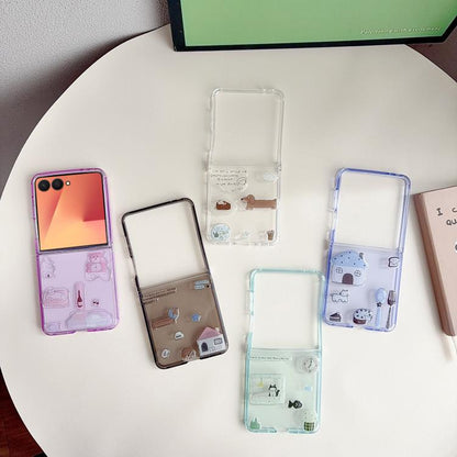 Clear TPU Cartoon Animal Phone Case, For Galaxy Z Flip8 5G, For Galaxy Z Flip7 5G