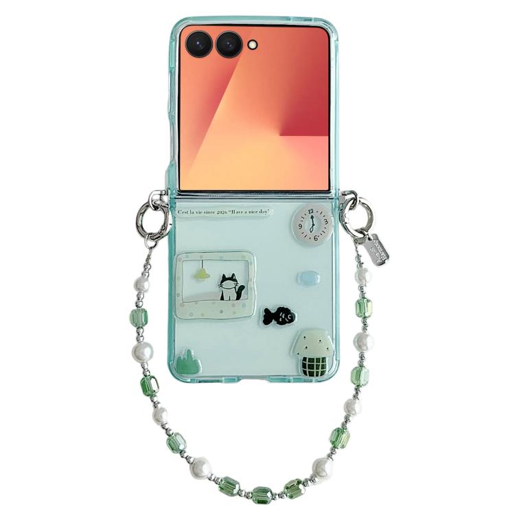 Clear TPU Cartoon Animal Phone Case with Strap, For Galaxy Z Flip8 5G, For Galaxy Z Flip7 5G