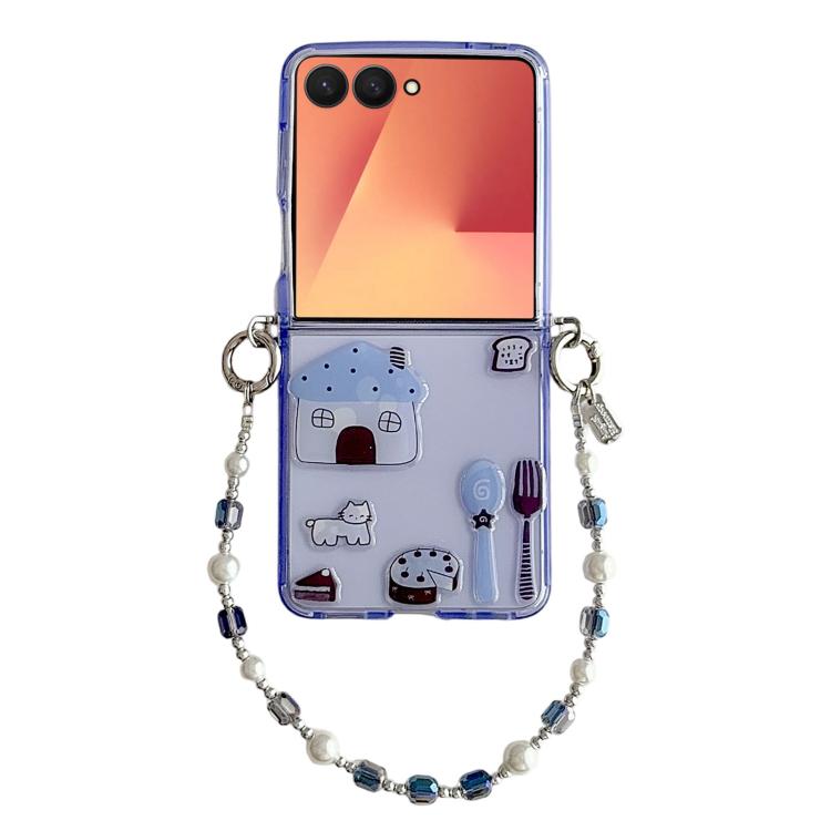 Clear TPU Cartoon Animal Phone Case with Strap, For Galaxy Z Flip8 5G, For Galaxy Z Flip7 5G