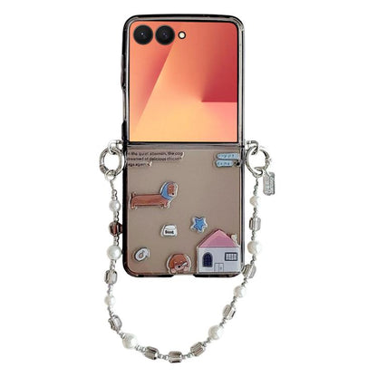 Clear TPU Cartoon Animal Phone Case with Strap, For Galaxy Z Flip8 5G, For Galaxy Z Flip7 5G