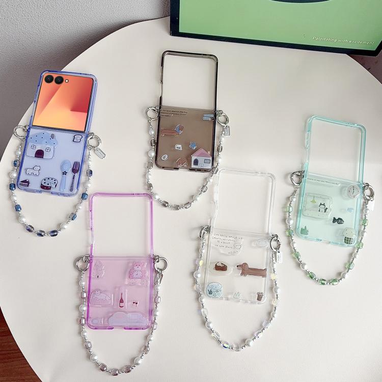 Clear TPU Cartoon Animal Phone Case with Strap, For Galaxy Z Flip8 5G, For Galaxy Z Flip7 5G