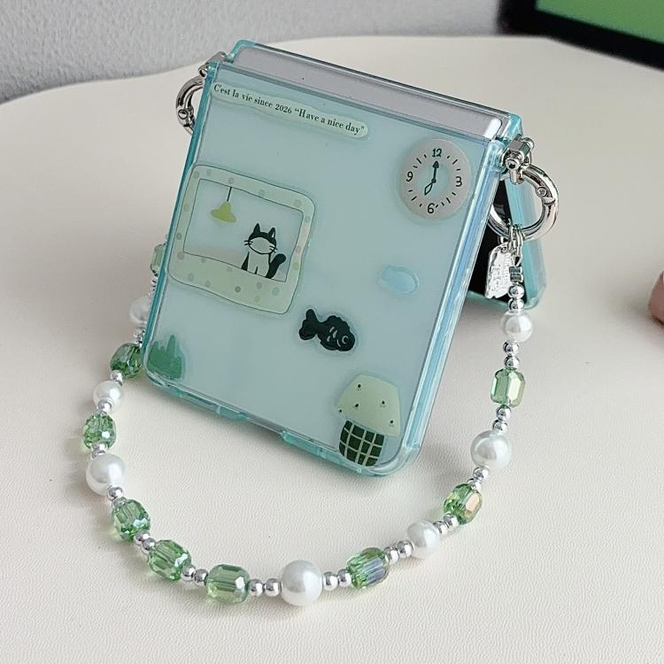 Clear TPU Cartoon Animal Phone Case with Strap, For Galaxy Z Flip8 5G, For Galaxy Z Flip7 5G