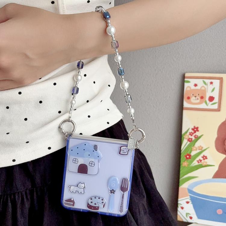 Clear TPU Cartoon Animal Phone Case with Strap, For Galaxy Z Flip8 5G, For Galaxy Z Flip7 5G