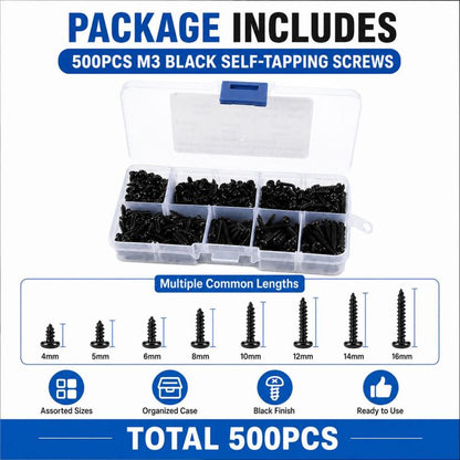 M3 Pan-head Phillips Self-tapping Screw 500 PCS /  Set, M3 500 PCS / Set