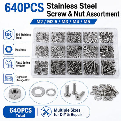M2-M5 Hexagonal Nuts and Bolts 640PCS / Set, M2-M5 640PCS