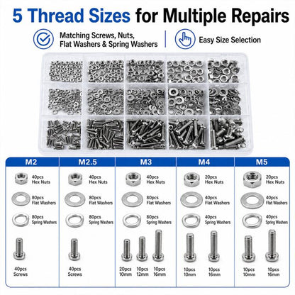 M2-M5 Hexagonal Nuts and Bolts 640PCS / Set, M2-M5 640PCS