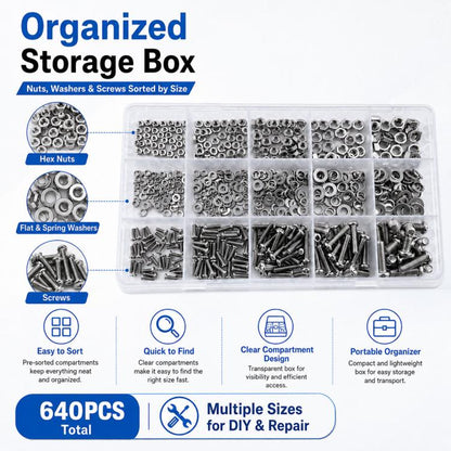 M2-M5 Hexagonal Nuts and Bolts 640PCS / Set, M2-M5 640PCS