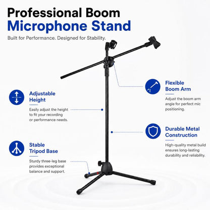 NB-107 Professional Dual Microphone Tripod Floor Stand, NB-107 Dual Microphone Floor Tripod Stand