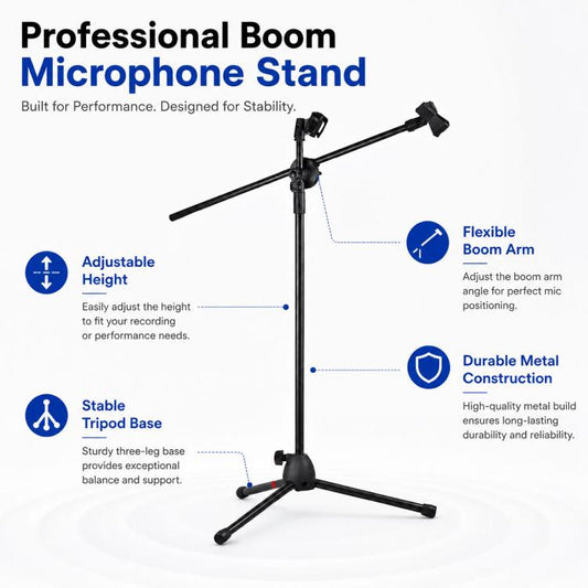 NB-107 Professional Dual Microphone Tripod Floor Stand, NB-107 Dual Microphone Floor Tripod Stand