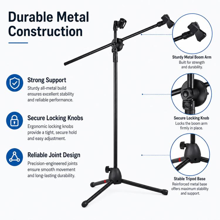 NB-107 Professional Dual Microphone Tripod Floor Stand, NB-107 Dual Microphone Floor Tripod Stand