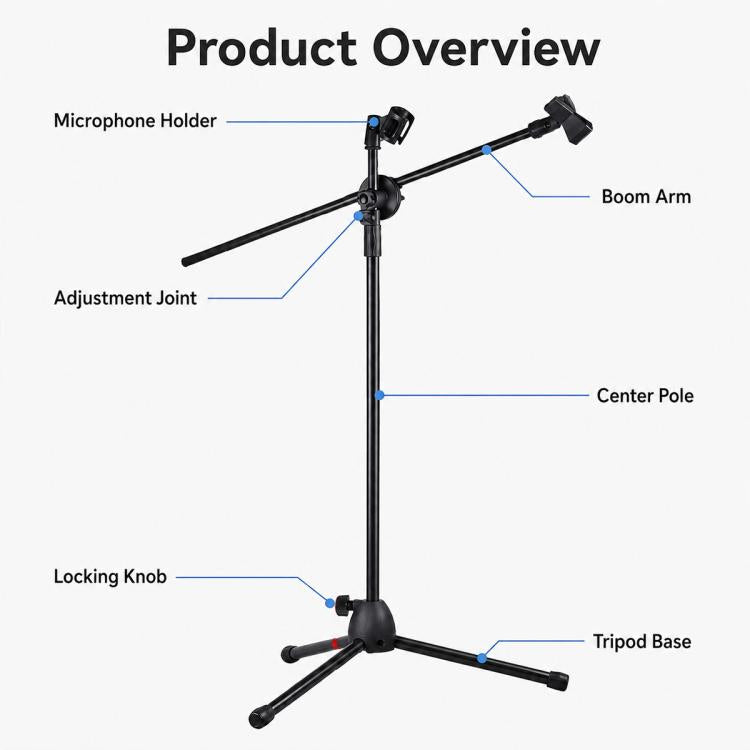NB-107 Professional Dual Microphone Tripod Floor Stand, NB-107 Dual Microphone Floor Tripod Stand