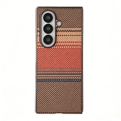 Rainbow Kevlar-Plaid Magnetic PC Integrated Film Phone Case, For Galaxy Z Fold8 Ultra 5G, For Galaxy Z Fold7 5G, For Galaxy Z Fold6 5G, For Galaxy Z Fold5, For Galaxy Z Fold4, For Galaxy Z Fold3 5G