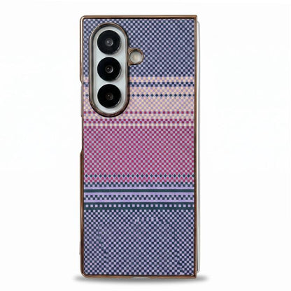 Rainbow Kevlar-Plaid Magnetic PC Integrated Film Phone Case, For Galaxy Z Fold8 Ultra 5G, For Galaxy Z Fold7 5G, For Galaxy Z Fold6 5G, For Galaxy Z Fold5, For Galaxy Z Fold4, For Galaxy Z Fold3 5G